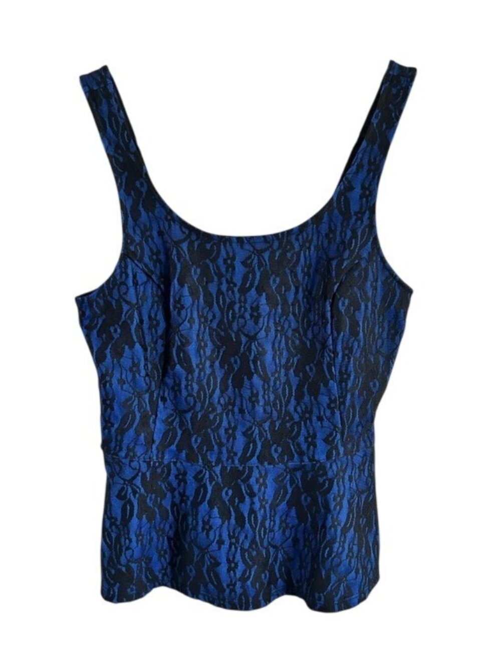 Express Blue and Black Lace-Effect Camisole
